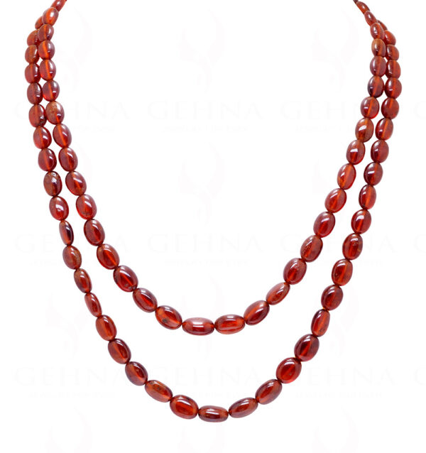 2 Rows Of Hessonite Gemstone Oval Shape Bead Necklace NP-1444