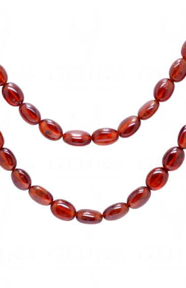 2 Rows Of Hessonite Gemstone Oval Shape Bead Necklace NP-1444