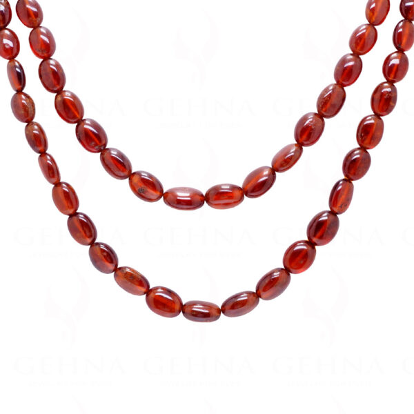 2 Rows Of Hessonite Gemstone Oval Shape Bead Necklace NP-1444