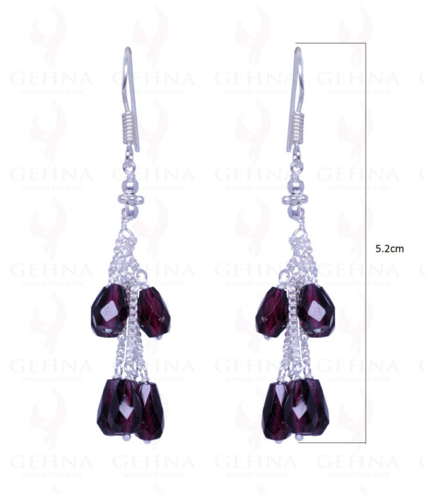 Red Garnet Gemstone Bead Earrings Made In .925 Sterling Silver ES-1446