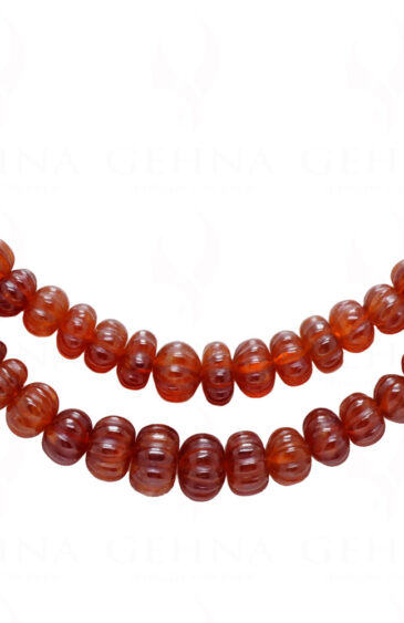 2 Rows Of Hessonite Gemstone Melon Shape Bead Necklace NP-1446