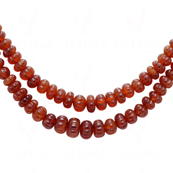 2 Rows Of Hessonite Gemstone Melon Shape Bead Necklace NP-1446