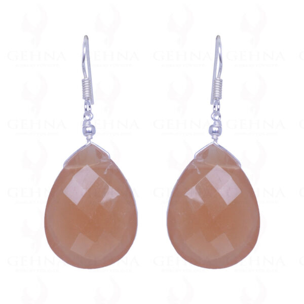 Brown Chalcedony Gemstone Almond Shape Earrings Made In 92.5 Solid Silver ES-1447