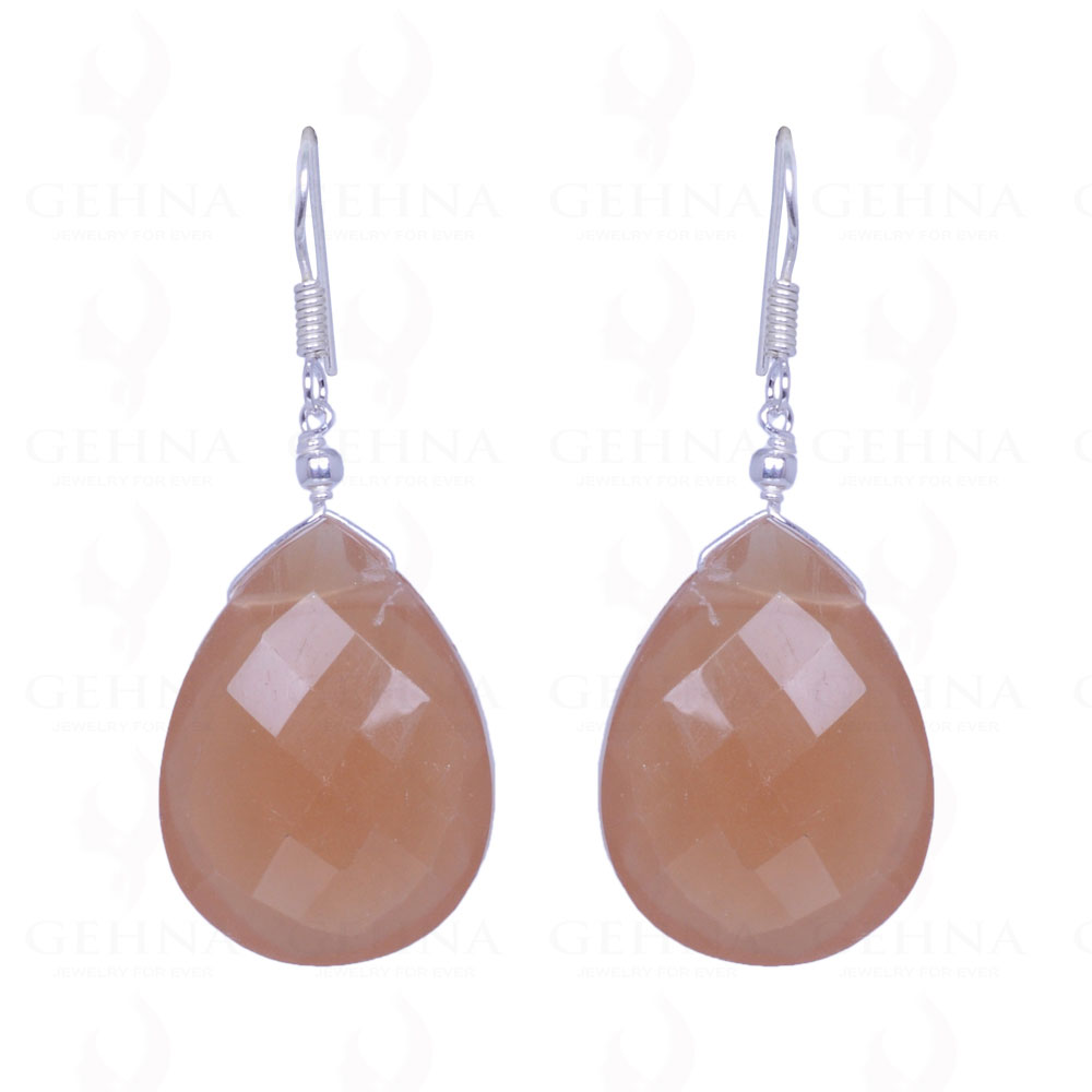 Brown Chalcedony Gemstone Almond Shape Earrings Made In 92.5 Solid Silver ES-1447