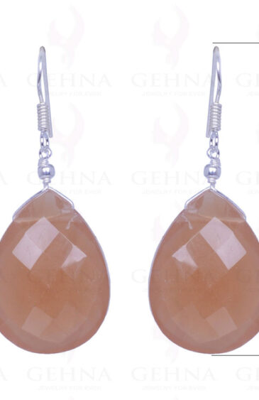 Brown Chalcedony Gemstone Almond Shape Earrings Made In 92.5 Solid Silver ES-1447