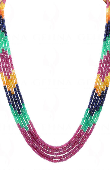 5 Rows Of Ruby Gemstone Faceted Bead Necklace NP-1450