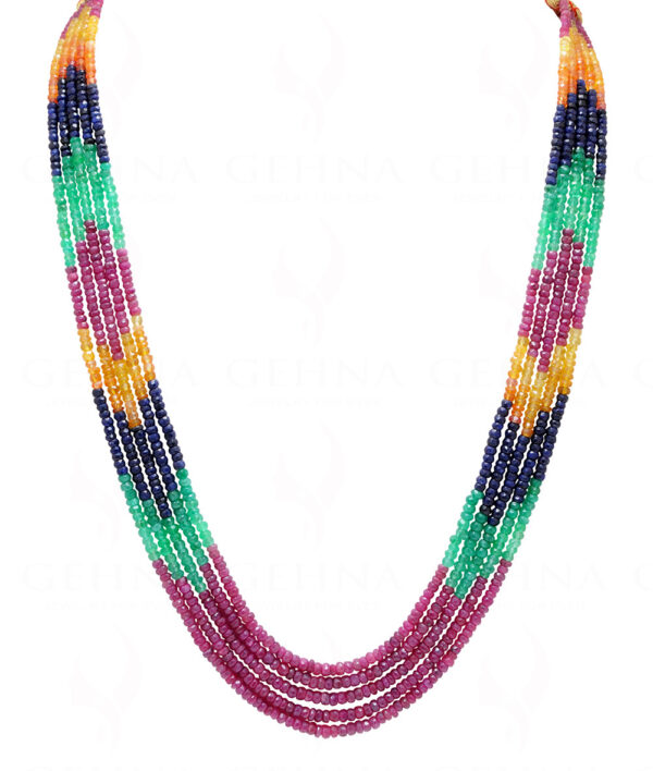 5 Rows Of Ruby Gemstone Faceted Bead Necklace NP-1450