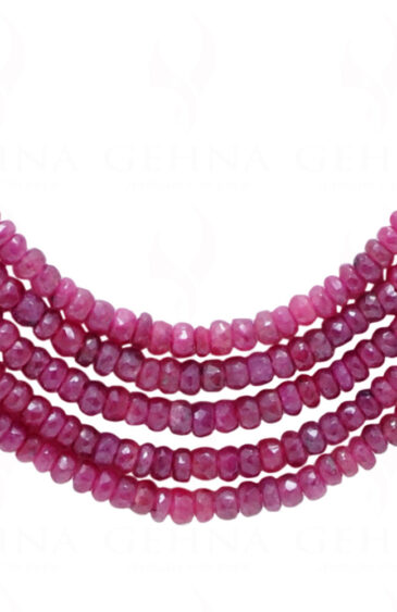 5 Rows Of Ruby Gemstone Faceted Bead Necklace NP-1450