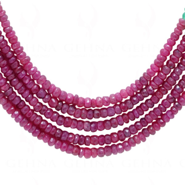 5 Rows Of Ruby Gemstone Faceted Bead Necklace NP-1450