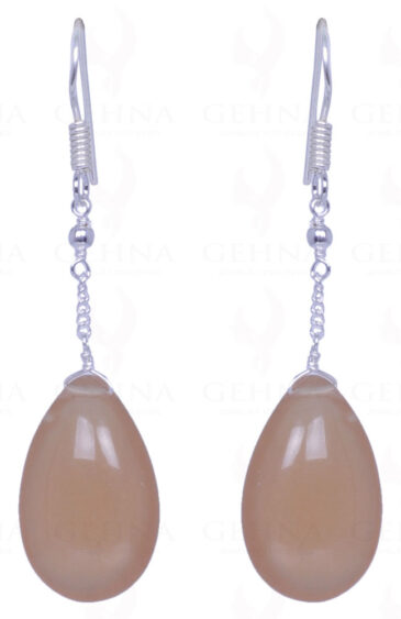 Brown Chalcedony Gemstone Drops Earrings Made In .925 Solid Silver ES-1451