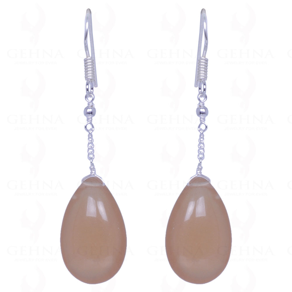 Brown Chalcedony Gemstone Drops Earrings Made In .925 Solid Silver ES-1451