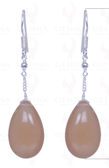 Brown Chalcedony Gemstone Drops Earrings Made In .925 Solid Silver ES-1451