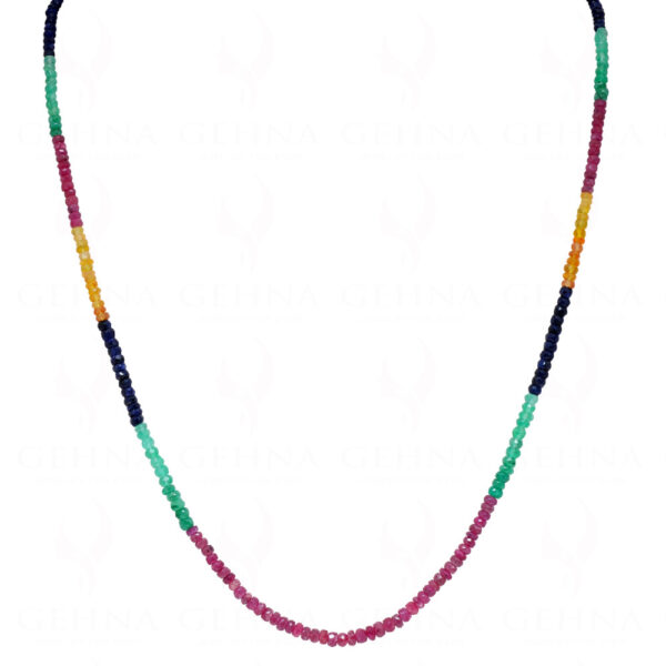 Ruby Emerald Sapphire Gemstones Faceted Bead Necklace NP-1453