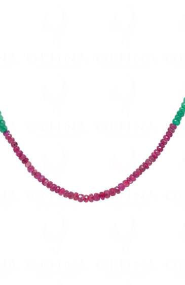 Ruby Emerald Sapphire Gemstones Faceted Bead Necklace NP-1453