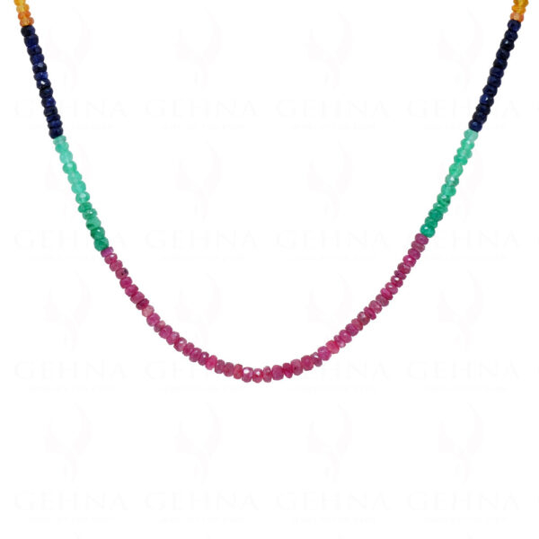 Ruby Emerald Sapphire Gemstones Faceted Bead Necklace NP-1453