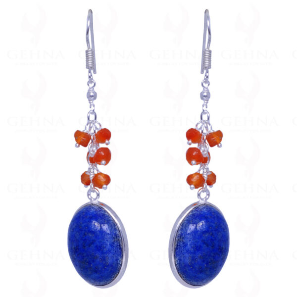 Carnelian & Lapis Lazuli Gemstone Earrings Made In .925 Solid Silver ES-1454