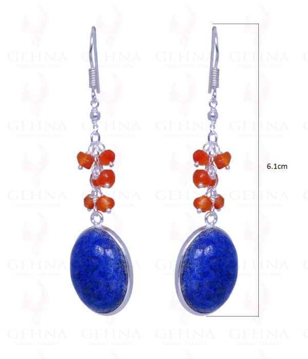 Carnelian & Lapis Lazuli Gemstone Earrings Made In .925 Solid Silver ES-1454