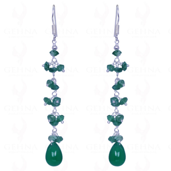Emerald & Green Onyx Gemstone Bead Earrings Made With .925 Solid Silver ES-1456