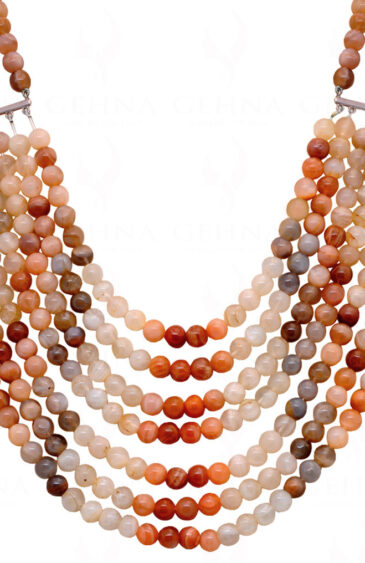 Multi Color MooNS-tone Gemstone Cabochon Bead Necklace NS-1456