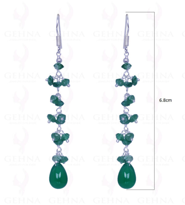 Emerald & Green Onyx Gemstone Bead Earrings Made With .925 Solid Silver ES-1456