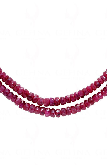 2 Rows Of Ruby Gemstone Cushion Shape Beaded Necklace NP-1456