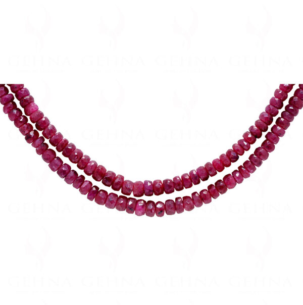 2 Rows Of Ruby Gemstone Cushion Shape Beaded Necklace NP-1456