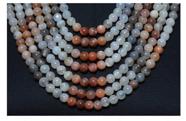 Multi Color MooNS-tone Gemstone Cabochon Bead Necklace NS-1456