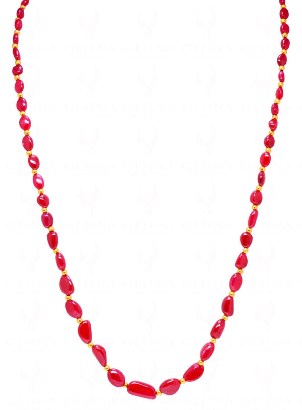 Rare Ruby Gemstone Tumble Bead Necklace NP-1459