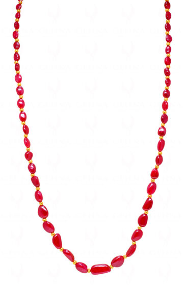 Rare Ruby Gemstone Tumble Bead Necklace NP-1459