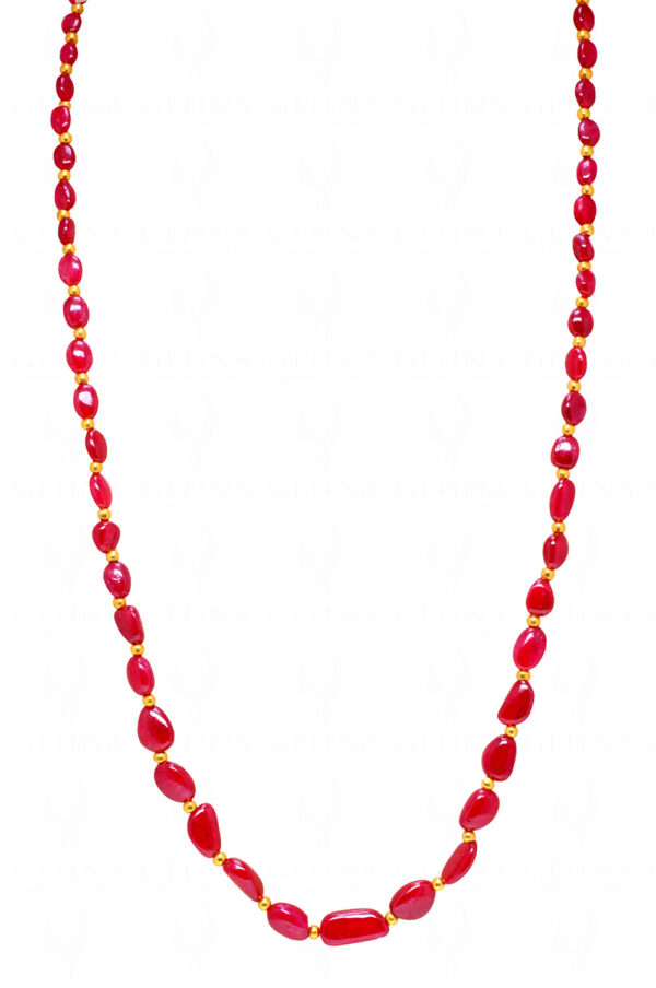 Rare Ruby Gemstone Tumble Bead Necklace NP-1459