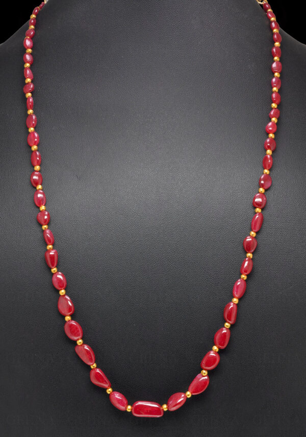 Rare Ruby Gemstone Tumble Bead Necklace NP-1459