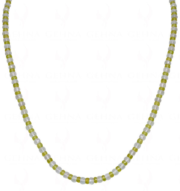 Aquamarine & Peridot Gemstone faceted Bead Necklace NS-1460