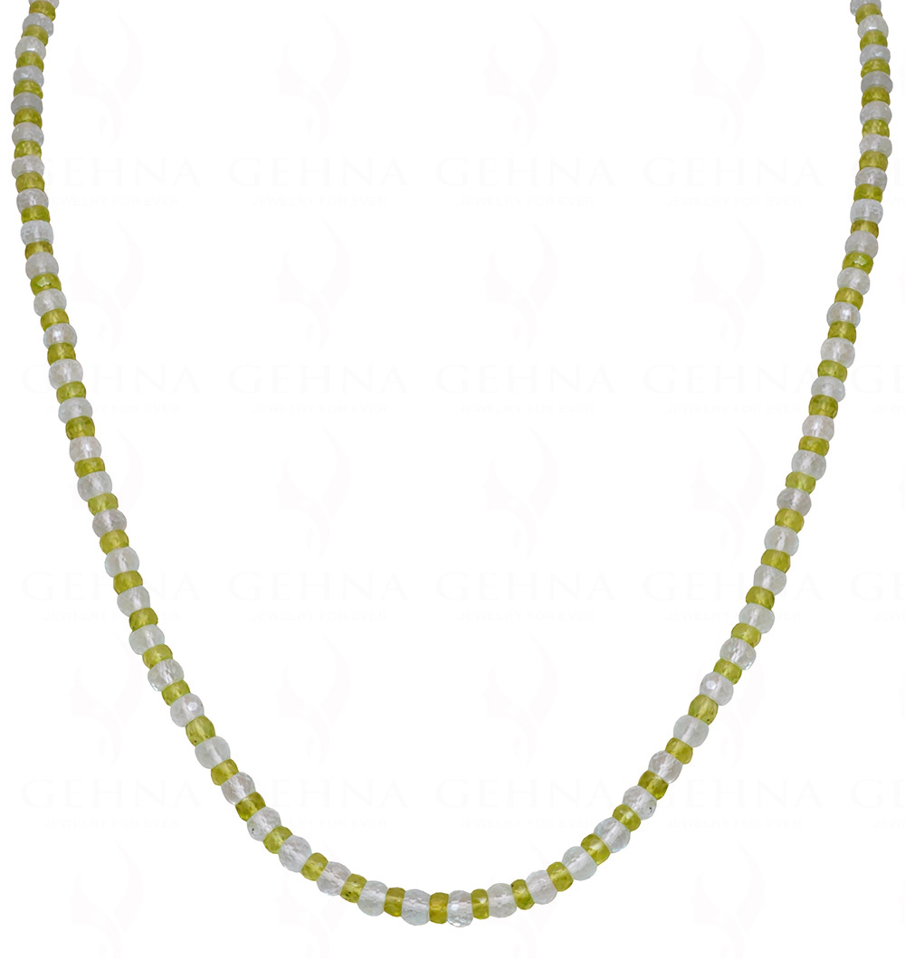 Aquamarine & Peridot Gemstone faceted Bead Necklace NS-1460