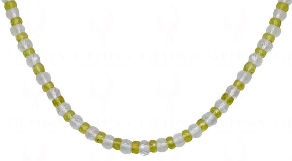 Aquamarine & Peridot Gemstone faceted Bead Necklace NS-1460