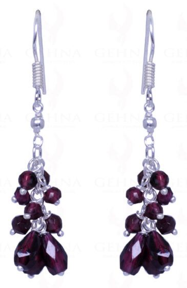 Rainbow Calsilica Gemstone Bead Earrings Made In .925 Solid Silver ES-1461