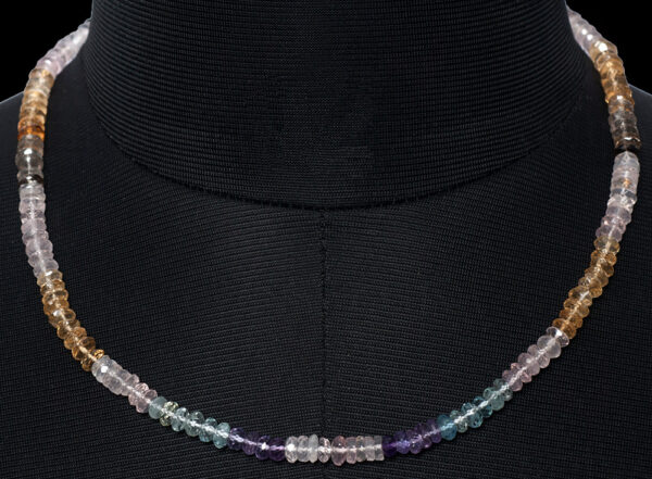 Multi Color Gemstone Faceted Bead Necklace NS-1462