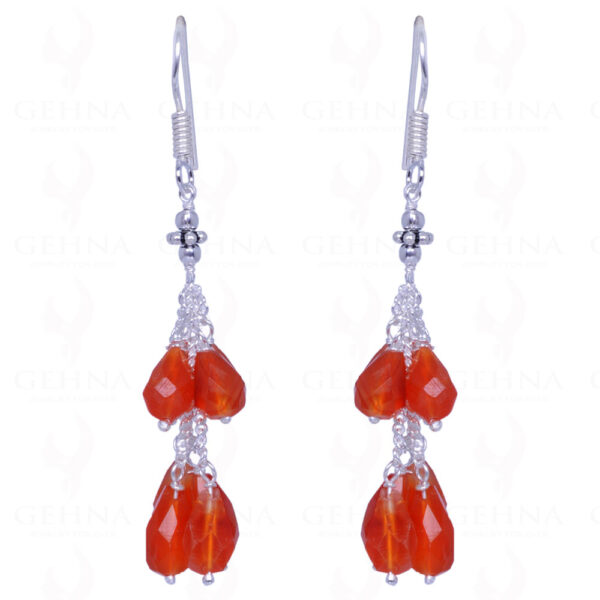 Carnelian Gemstone Bead Earrings Made In .925 Solid Silver ES-1463