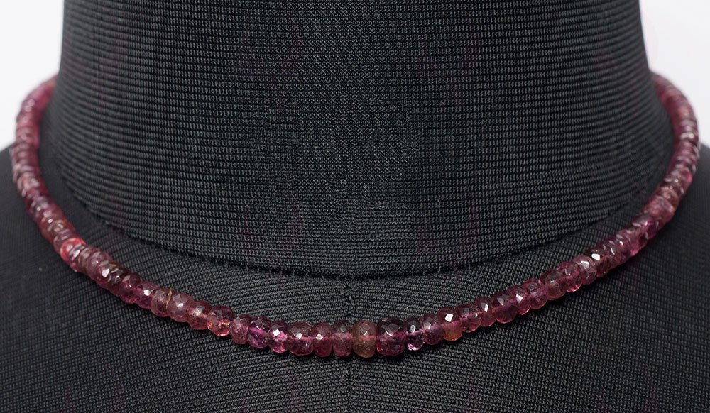 Pink Tourmaline Gemstone faceted Bead Necklace NS-1463