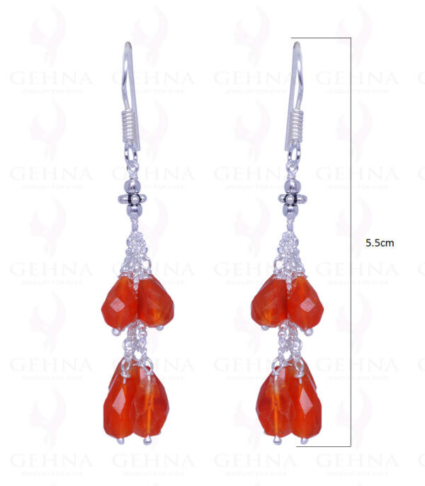 Carnelian Gemstone Bead Earrings Made In .925 Solid Silver ES-1463