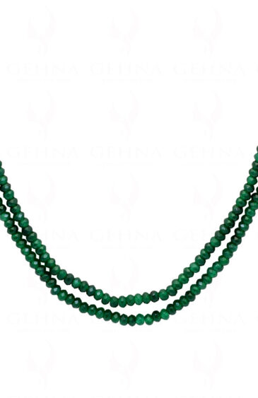 2 Rows Of Emerald Gemstone Faceted Bead Necklace NP-1463