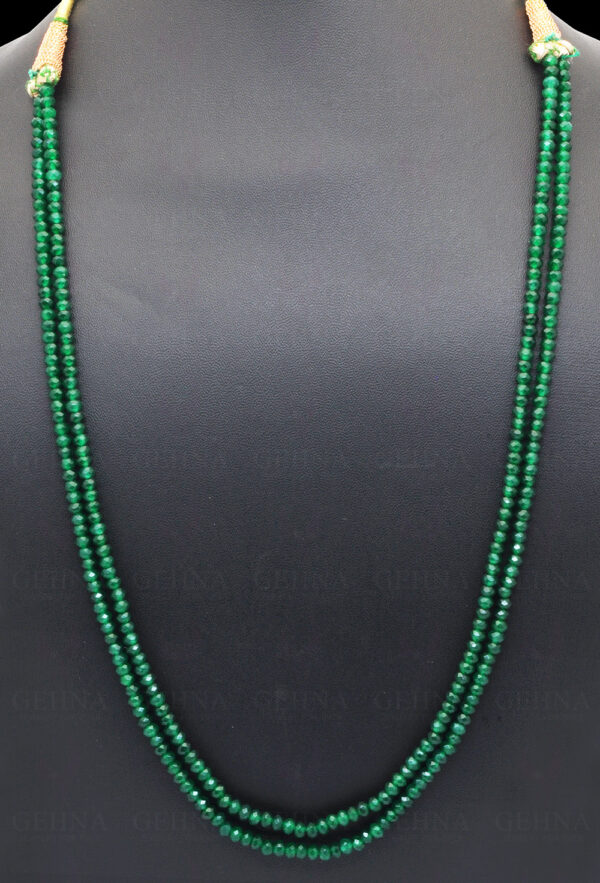 2 Rows Of Emerald Gemstone Faceted Bead Necklace NP-1463