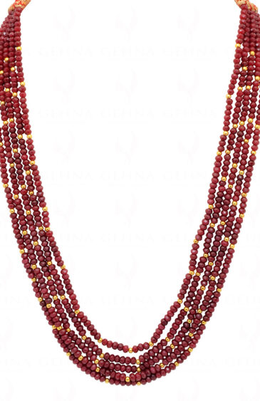 5 Rows Of Ruby Gemstone Faceted Bead Necklace NP-1464