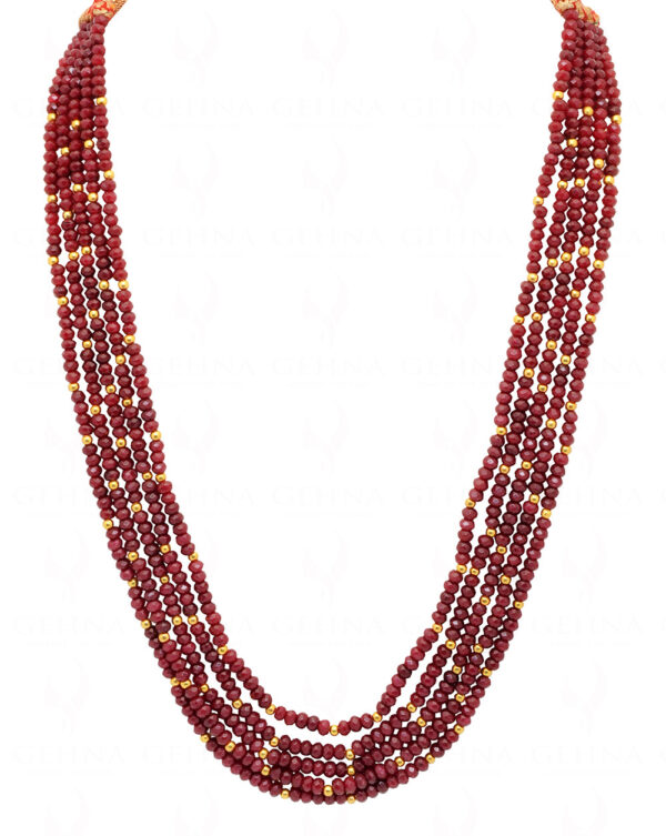 5 Rows Of Ruby Gemstone Faceted Bead Necklace NP-1464