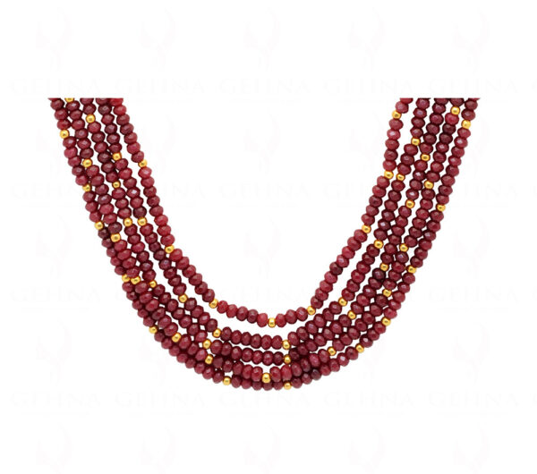 5 Rows Of Ruby Gemstone Faceted Bead Necklace NP-1464