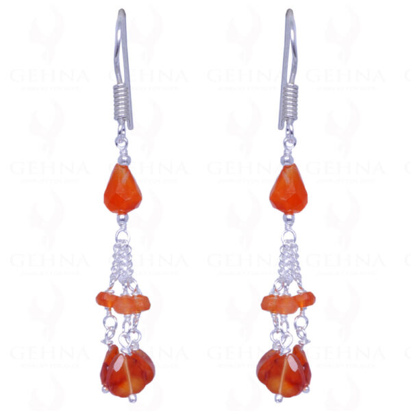 Carnelian Gemstone Bead Earrings Made With .925 Solid Silver ES-1465