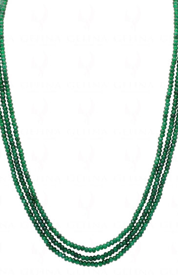 3 Rows Of Emerald Gemstone Faceted Bead Necklace NP-1465