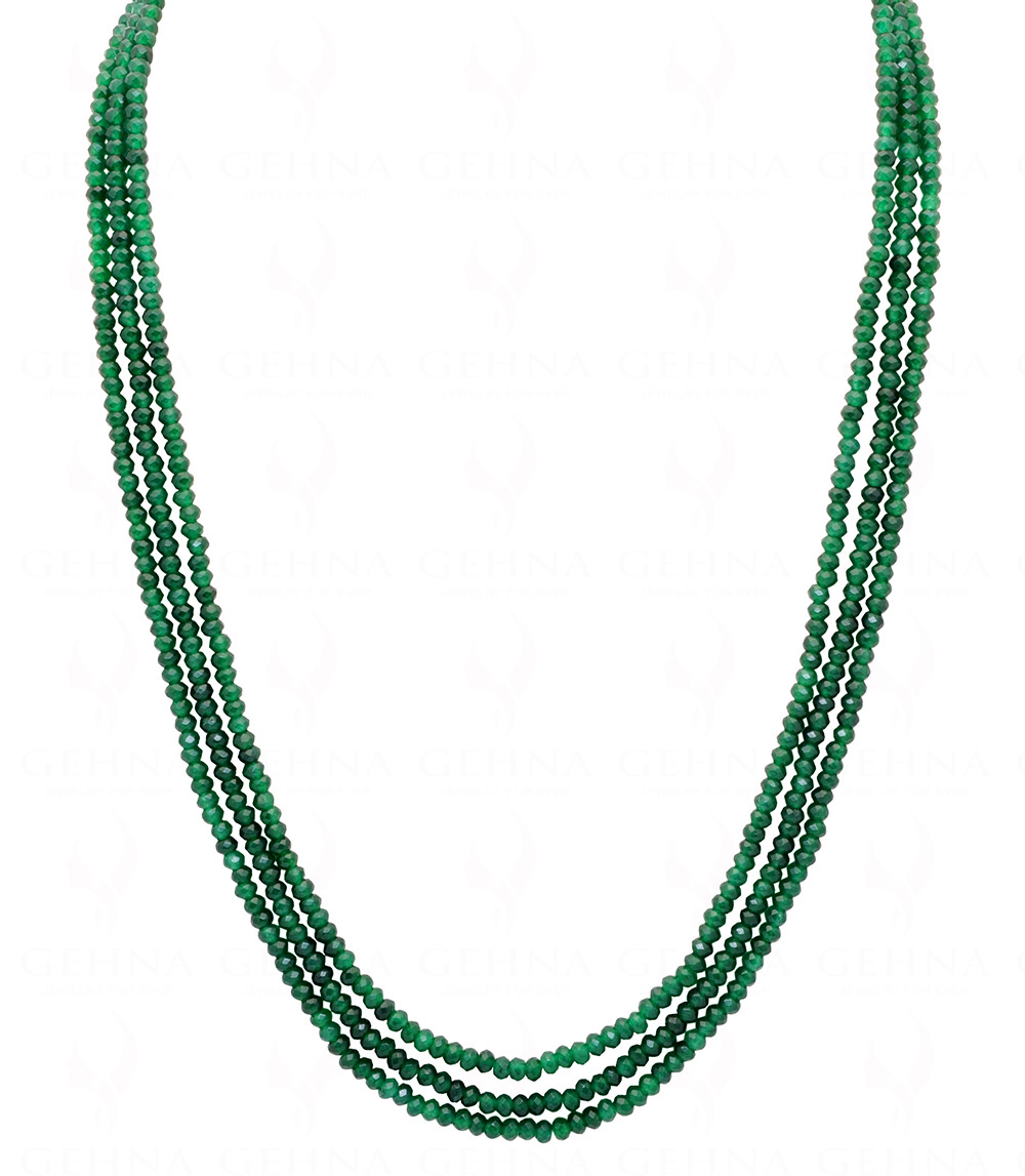 3 Rows Of Emerald Gemstone Faceted Bead Necklace NP-1465