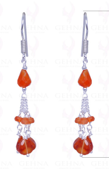 Carnelian Gemstone Bead Earrings Made With .925 Solid Silver ES-1465