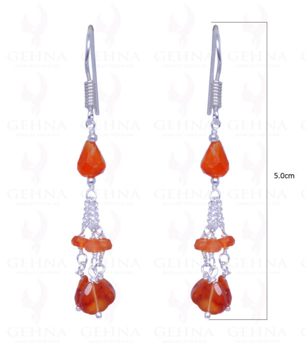 Carnelian Gemstone Bead Earrings Made With .925 Solid Silver ES-1465