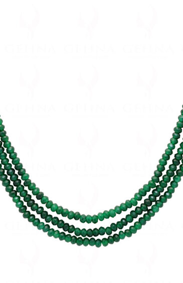 3 Rows Of Emerald Gemstone Faceted Bead Necklace NP-1465